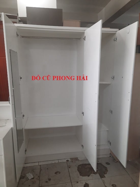 Thanh lý tủ áo 3 cánh MDF màu trắng 1m4×2m giá rẻ tuao Thanh lý tủ áo 3 cánh MDF màu trắng 1m4×2m giá rẻ