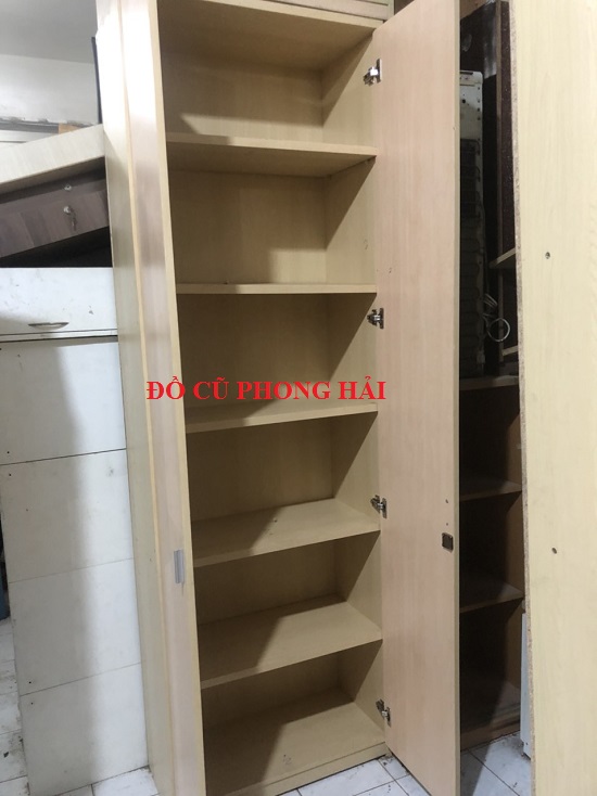 Tủ kệ gỗ MFC màu vàng 2 cánh cao 2m4 ngang 76cm sâu 40cm cũ tu-ke-1 Tủ kệ gỗ MFC màu vàng 2 cánh cao 2m4 ngang 76cm sâu 40cm cũ