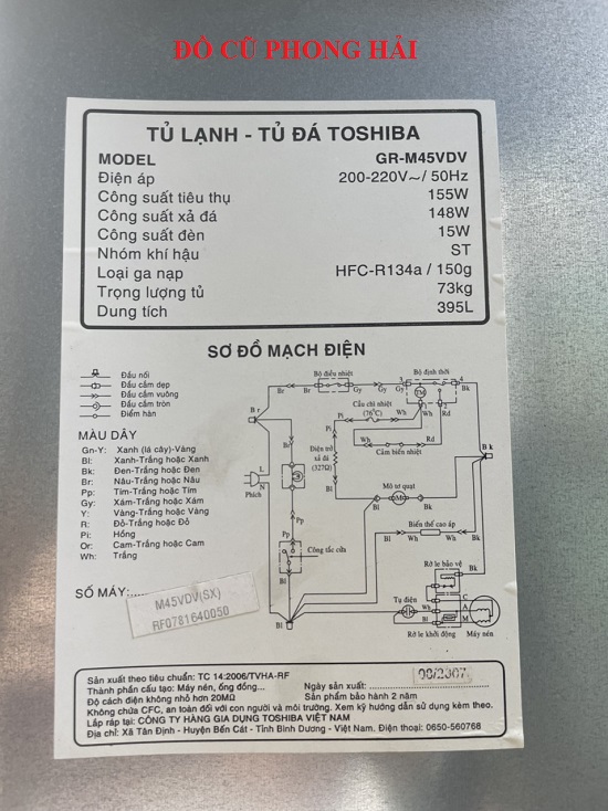 thong-so-tu-lanh-toshiba Thanh lý tủ lạnh Toshiba 2 cửa cũ giá rẻ  