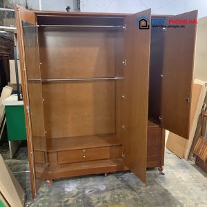 Thanh Lý Tủ Quần Áo Cũ 3 Cánh 1M6x2M Nâu Gỗ Giá Rẻ 5