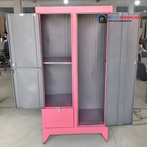 Thanh Lý Tủ Quần Áo Sắt Tồn Kho 1M2 Màu Hồng Đẹp 5