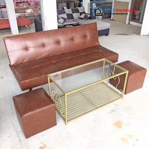 Thanh Lý Bộ Sofa Bed Màu Da Bò Cao Cấp Tồn Kho 5