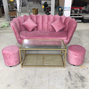 Thanh Lý Bộ Bàn Ghế Sofa Vải Nhung Hồng Mới 99% 2 Thanh Lý Bộ Bàn Ghế Sofa Vải Nhung Hồng Mới 99% 6