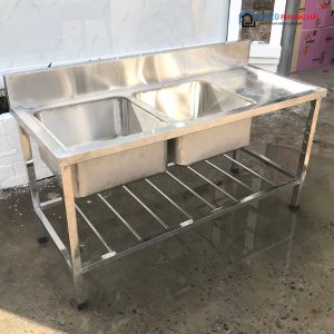 Thanh Lý Bồn Rửa Chén 2 Hộc Liền Kệ Inox Tồn Kho 7