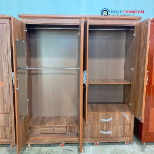Thanh Lý Tủ Quần Áo Gỗ Nâu 4 Cánh Tồn Kho 5