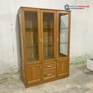 Tủ Rượu Gỗ Xoan Đào Cũ Cửa Kính Giá Rẻ 5