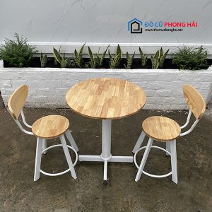 Thanh Lý Bàn Ghế Cafe Nâu Gỗ Chân Sắt Hiện Đại 7