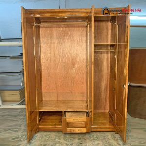 Thanh Lý Tủ Quần Áo Gỗ Xoan 3 Cánh 1m5x2m Tồn Kho 5