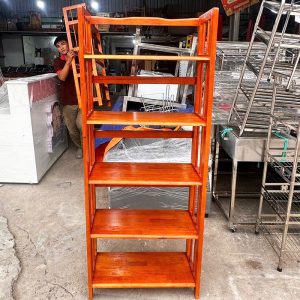 Thanh Lý Kệ Sách Gỗ 5 Tầng Màu Xoan 65CM Tồn Kho