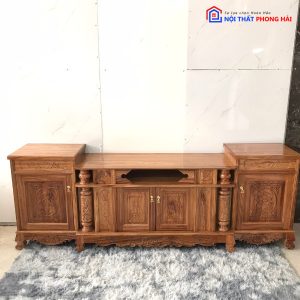 Thanh Lý Kệ Tivi Cột Nho Gỗ Hương Xám 2M2 Tồn Kho 5