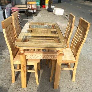 Thanh Lý Bộ Bàn Ăn 4 Ghế Gỗ Sồi Tồn Kho Giá Tốt