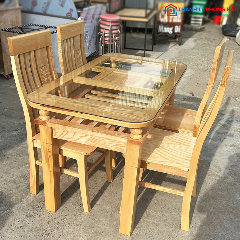 Thanh Lý Bộ Bàn Ăn 4 Ghế Gỗ Sồi Tồn Kho Giá Tốt Thanh Lý Bộ Bàn Ăn 4 Ghế Gỗ Sồi Tồn Kho Giá Tốt