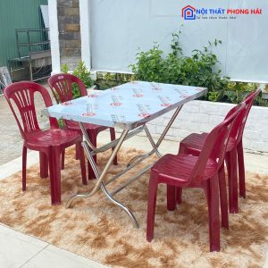 Thanh Lý Bộ Bàn Ăn Ghế Nhựa Lưng Cao Bàn Inox Tồn Kho Giá Tốt 5
