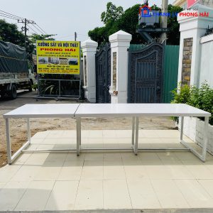 Thanh Lý Bàn Làm Việc Chân Sắt 3M Trắng Cũ Giá Tốt 5