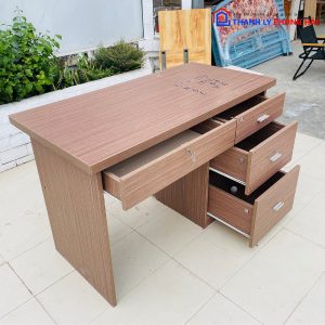 Thanh Lý Bàn Làm Việc Gỗ MDF 1M2 3 Ngăn Kéo Cũ Giá Tốt 5