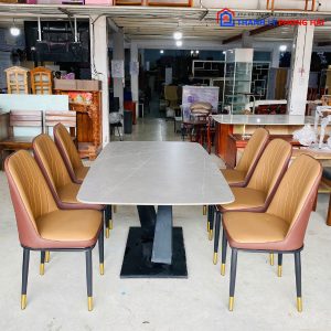 Thanh Lý Bộ Bàn Ăn 6 Ghế Bọc Da Tồn Kho Sang Trọng Giá Tốt (2 Màu) 10
