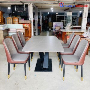 Thanh Lý Bộ Bàn Ăn 6 Ghế Bọc Da Tồn Kho Sang Trọng Giá Tốt (2 Màu) 9