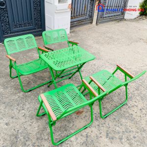 Thanh Lý Bộ Bàn Ghế Cafe Camping Sắt Tay Gỗ Tồn Kho Giá Tốt (2 Màu) 7