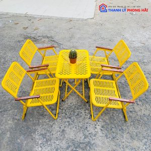 Thanh Lý Bộ Bàn Ghế Cafe Camping Sắt Tay Gỗ Tồn Kho Giá Tốt (2 Màu) 8