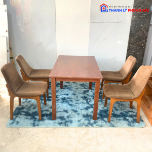 Thanh Lý Bộ Bàn Ăn 4 Ghế Bọc Vải Nhung Cũ Giá Tốt (2 Màu) 5