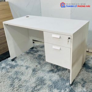 Thanh Lý Bàn Làm Việc Gỗ MDF Có Bửng 1M Trắng Cũ Giá Tốt 5