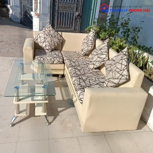 Thanh Lý Bộ Sofa Da Simili Nệm Vải Cũ Giá Tốt 5