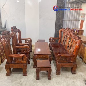 Thanh Lý Bộ Salon Gỗ Tràm Hình Rồng Tay 12 Cũ Giá Rẻ (Nhiều Mẫu) 6