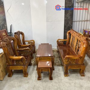 Thanh Lý Bộ Salon Gỗ Tràm Hình Rồng Tay 12 Cũ Giá Rẻ (Nhiều Mẫu) 7