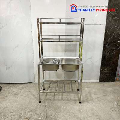 Thanh-ly-bon-rua-chen-inox-6-400x400 Thanh Lý Bồn Rửa Chén Inox 2 Hộc Có Kệ  