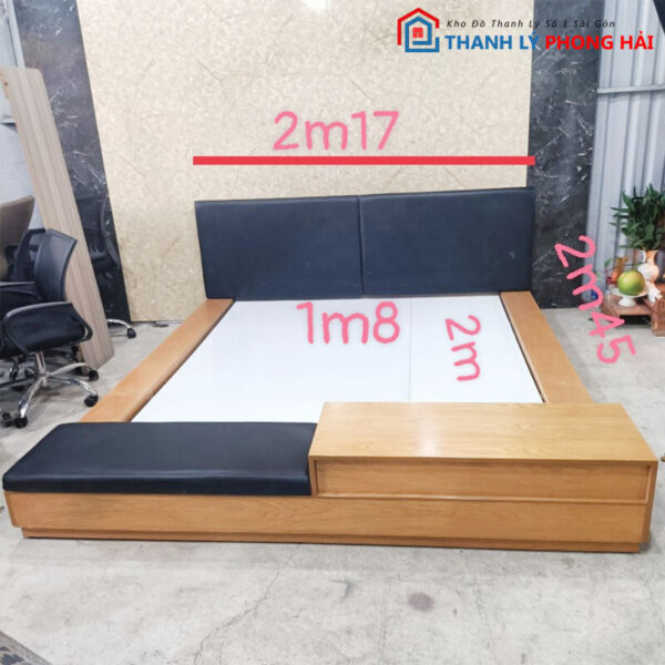 Giường Gỗ 2M2 Đầu Đuôi Bọc Nệm (Phủ Bì) Cũ Giá Rẻ 4