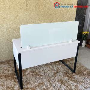 Bàn Làm Việc Gỗ 1M2X60 Có Vách Ngăn Trắng Cũ 2 Bàn Làm Việc Gỗ 1M2X60 Có Vách Ngăn Trắng Cũ 6