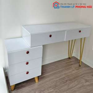 Bàn Trang Điểm Gỗ Công Nghiệp 1M2 5 Hộc Trắng Cũ 1 Bàn Trang Điểm Gỗ Công Nghiệp 1M2 5 Hộc Trắng Cũ 5