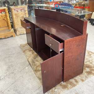 Quầy Lễ Tân Gỗ MDF 1M8 Mặt Kính Cũ 1 Quầy Lễ Tân Gỗ MDF 1M8 Mặt Kính Cũ 3