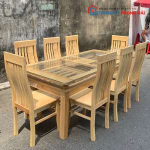 Thanh Lý Bộ Bàn Ăn Gỗ Sồi 8 Ghế Mặt Bàn Kính Mới 99% 2 Thanh Lý Bộ Bàn Ăn Gỗ Sồi 8 Ghế Mặt Bàn Kính Mới 99% 5