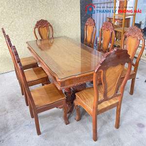 Thanh Lý Bộ Bàn Ăn Gỗ Căm Xe 1m95X95 8 Ghế Mới 99% 5