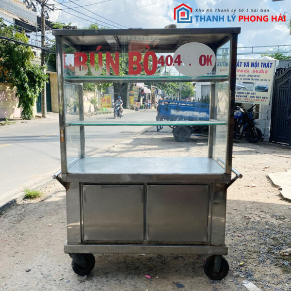 Xe Đẩy Bán Thức Ăn Cũ Bằng Inox Mặt Kính 3