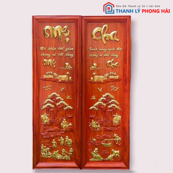 Thanh Lý Tranh Gỗ Cha Mẹ Bọc Vàng Mới 99% 2