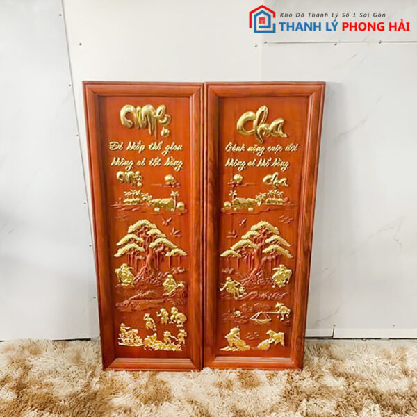 Thanh Lý Tranh Gỗ Cha Mẹ Bọc Vàng Mới 99% 3