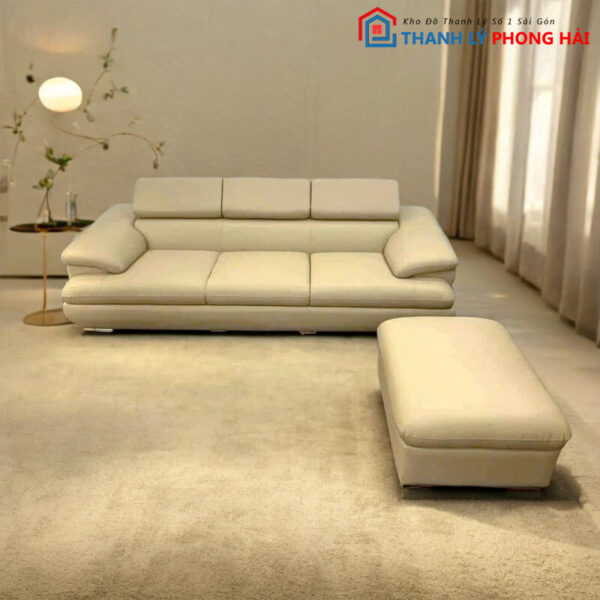 Thanh Lý Bộ Sofa Băng 2m2 Kèm Đôn Mới 99% 4