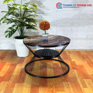 Bàn Trà Sofa Mặt Tròn 2 Tầng Mới 99% (6 tùy chọn màu) 9