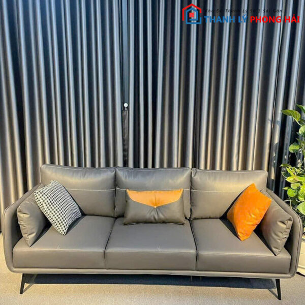 Thanh Lý Băng Sofa 2m Bọc Da Xám Mới 99% 3