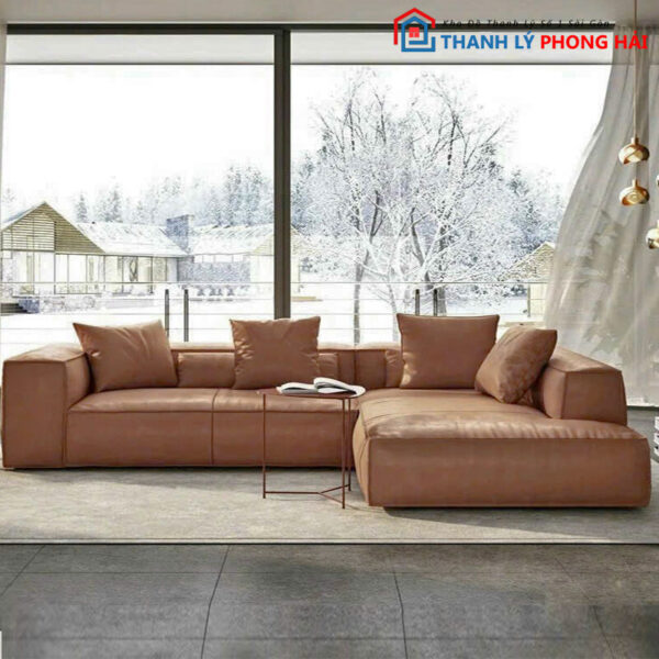 Thanh Lý Bộ Sofa Chữ L Da Nâu Mới 99% 3