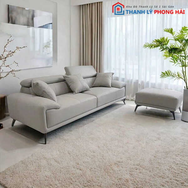 Thanh Lý Bộ Sofa Băng 2m2 Kèm Đôn Mới 99% 3