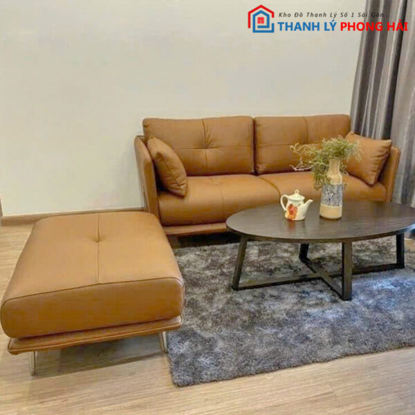 Thanh Lý Bộ Sofa Băng 2m2 Kèm Đôn Mới 99% 5