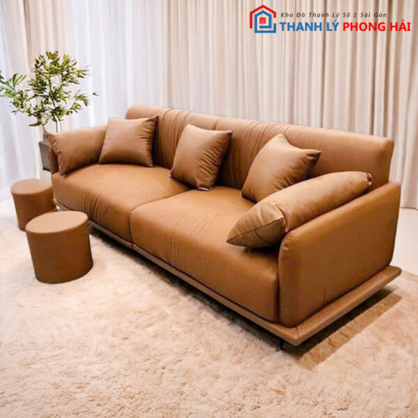 Băng Sofa Bọc Da Nâu Đẳng Cấp Mới 99% 3