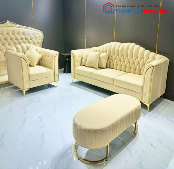 Bộ Sofa Hoàng Gia Chân Mạ Vàng Mới 99% 3