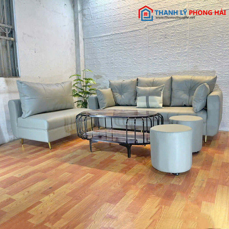 Thanh Lý Bộ Sofa Bọc Da Xám Sang Trọng Mới 99%   bo-sofa-thanh-ly-9 Thanh Lý Bộ Sofa Bọc Da Xám Sang Trọng Mới 99%