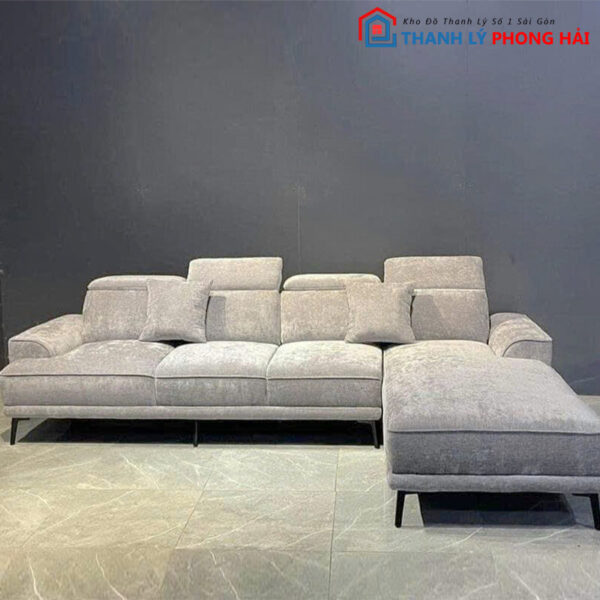 Thanh Lý Bộ Sofa Góc L Bọc Vải Xám Mới 99% 3