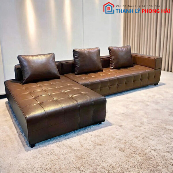 Ghế Sofa Góc Bọc Da Nâu Đẳng Cấp Mới 99% 3