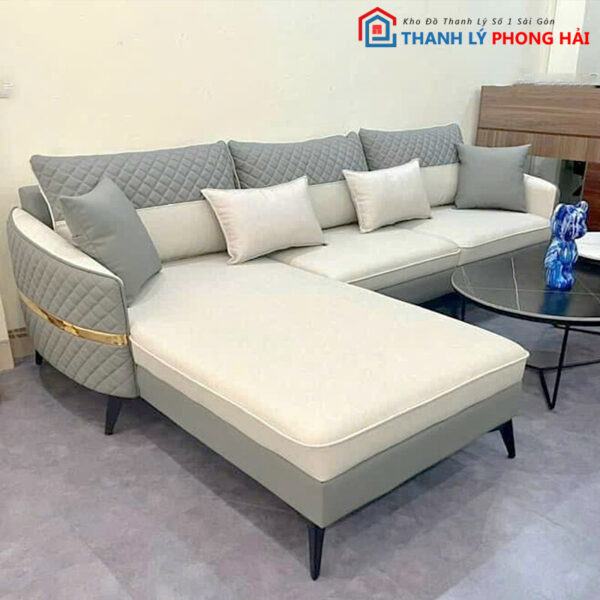 Bộ Sofa Góc L Màu Ghi Phối Xám Sang Trọng Mới 99% 3